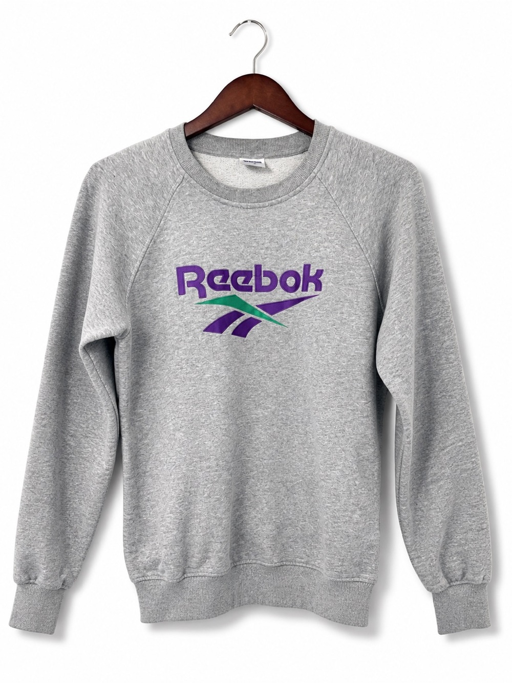 Vintage Reebok Crewneck Sweatshirt Gray Purple Logo Retro Y2K Unisex XS